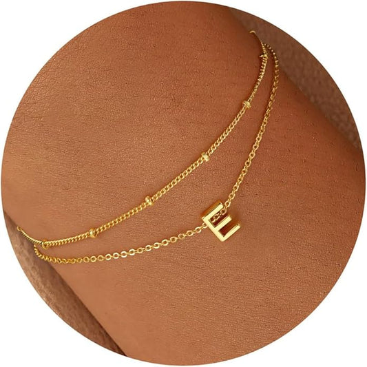 Turandoss Gold Initial Bracelets for Women, Dainty 18K Real Gold Plated Layered Letter A-Z Initial Bracelets Personalized 26 Alphabet Monogram Gold Bracelets for Women Jewelry Gifts Trendy