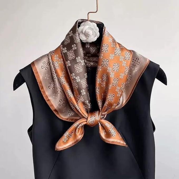ANDANTINO 100% Mulberry Silk Square Scarf for Hair-25.6" X25.6'' Women Men Natural Silk Neckerchief Digital Printed Headscarf