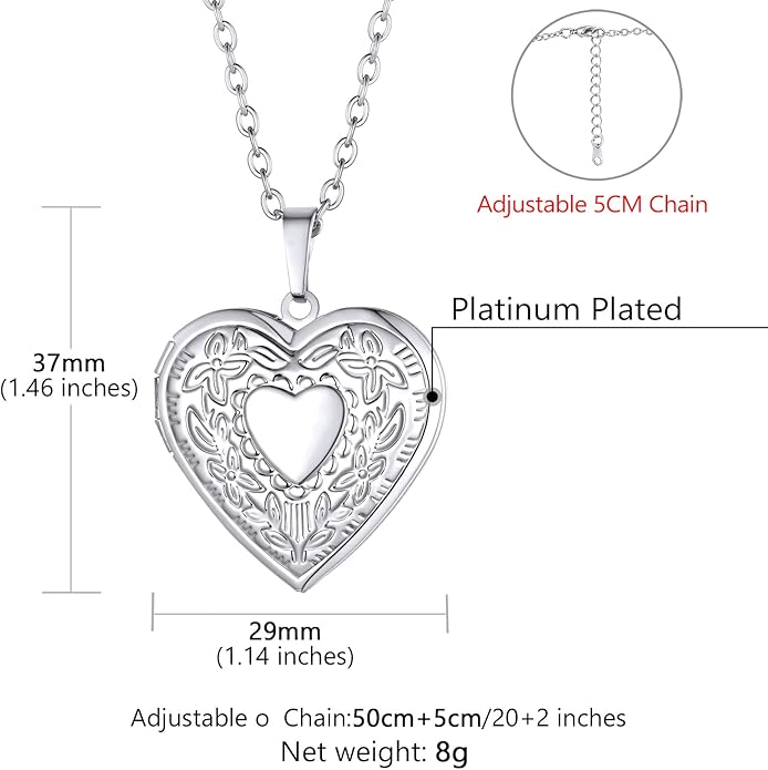 Supcare Locket Necklace That Holds Pictures-Engraved Photo Pendant Custom Jewellery Gifts for Men Women (with Jewellery Gift Box)