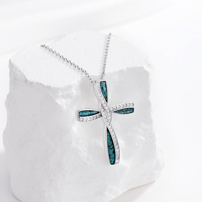 Cross Necklace for Women 925 Sterling Silver Cross Pendant Religious Christian Jewelry Faith Easter Gifts for Wife