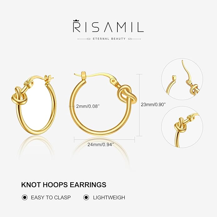 Hoop Earrings for Women 14K Gold Plated/Silver Hoops Simple Knot Huggie Small Hoop Earrings Set Trendy Hoops Everyday Wear Earrings for Women Jewelry