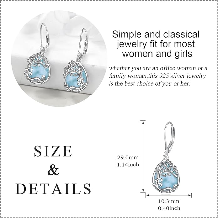 Moonstone Filigree Drop Dangle Teardrop Earrings 925 Sterling Silver Moonstone Leverback Earrings for Women Jewelry Gifts