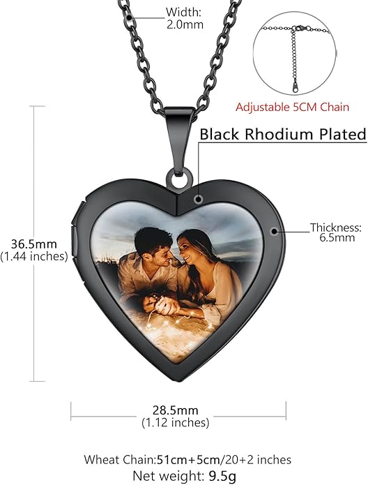 Supcare Locket Necklace That Holds Pictures-Engraved Photo Pendant Custom Jewellery Gifts for Men Women (with Jewellery Gift Box)