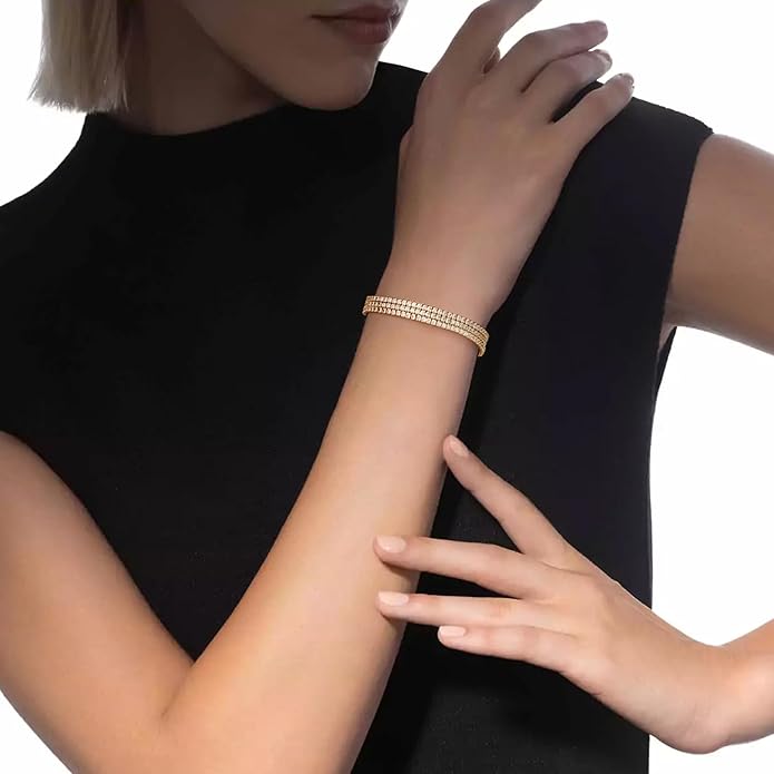 14K Gold Plated Tennis Bracelet for Women – Classic CZ Link Design, Fits 6.0"–7.2" Wrists – Stylish Sparkling Jewelry Gift, Timeless Tennis Bracelets for Women