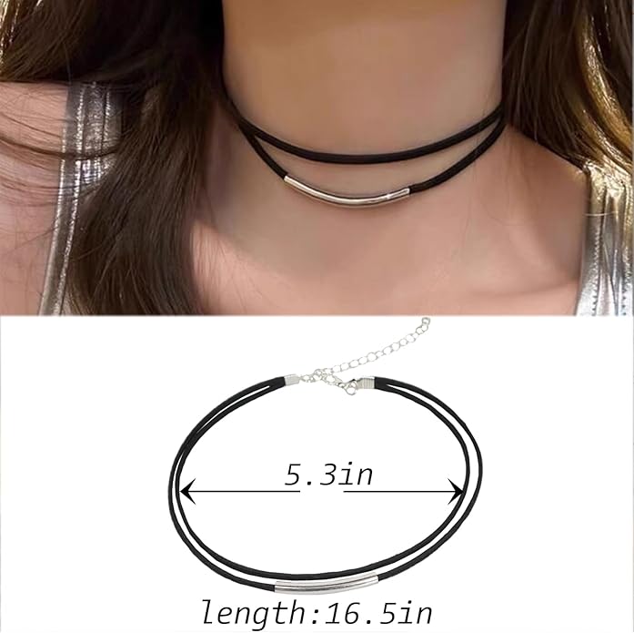 4 Pcs Choker Necklace For Women Black Adjustable Layered Velvet Leather Lace Collar Necklace Goth Jewelry Gifts
