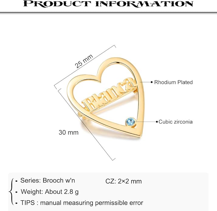 Albertband Name Brooch Pin Personalized Gifts for her Customized Name Brooch for Mother Women Fashion Pin Jewelry Christmas Gifts for mom