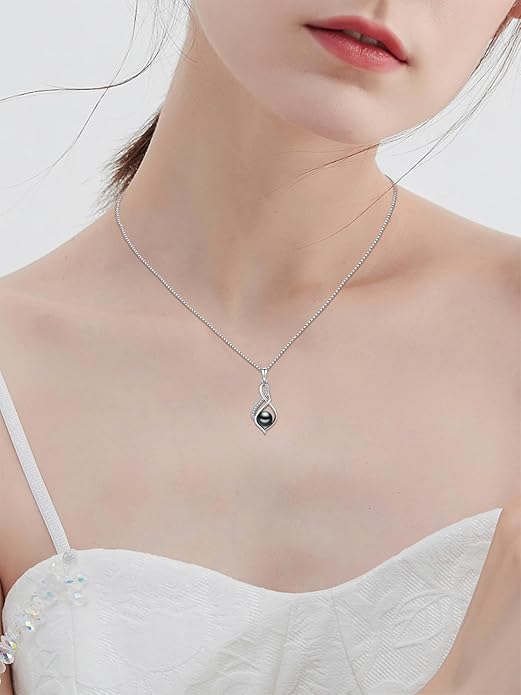 KANNSOAR Tahitian Black Pearl AAAA 18K Gold Plated Sterling Silver Pendant Necklace for Women Wife Mom Girlfriend Valentine Her Jewelry Gift for Anniversary Birthday Christmas