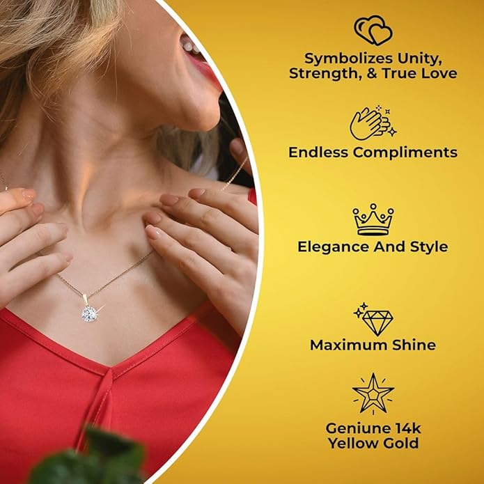 IGI Certified 0.5–4 Carat Lab Grown Diamond Solitaire Pendant Necklace (E-F Color VS Clarity) Solid 14K Gold / Platinum / Sterling Silver 20" Chain Anniversary Jewelry for Women Gifts