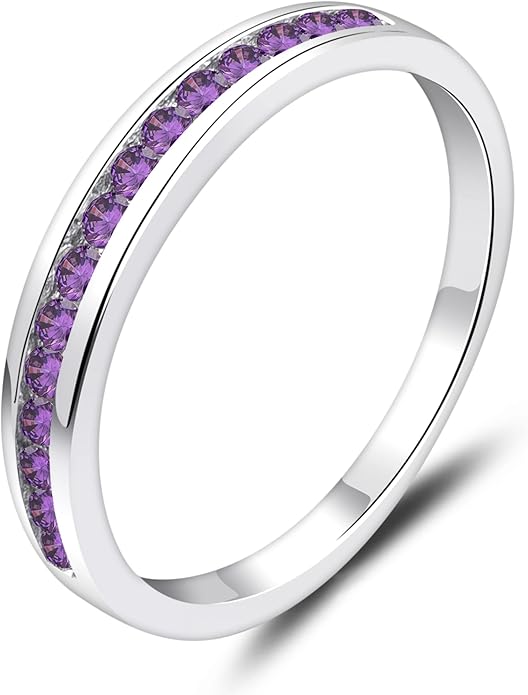 YL Stackable Rings 925 Sterling Silver Halo Birthstone Eternity Bands Jewelry for Women