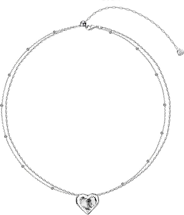 D-POW Heart Necklace for Women Sterling Sliver Layered Necklaces for Women Pendant Necklace Dainty Layering Necklaces Jewelry for Women Birthday Gifts