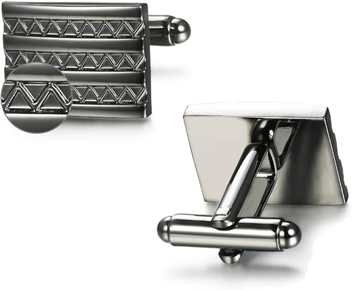 FIBO STEEL Cufflinks for Men Classic Black Cufflink Set Unique Round Square Rectangle Cuff Links for Business Shirt Formal Wedding Tuxedo Groom Suit Accessories Men Present