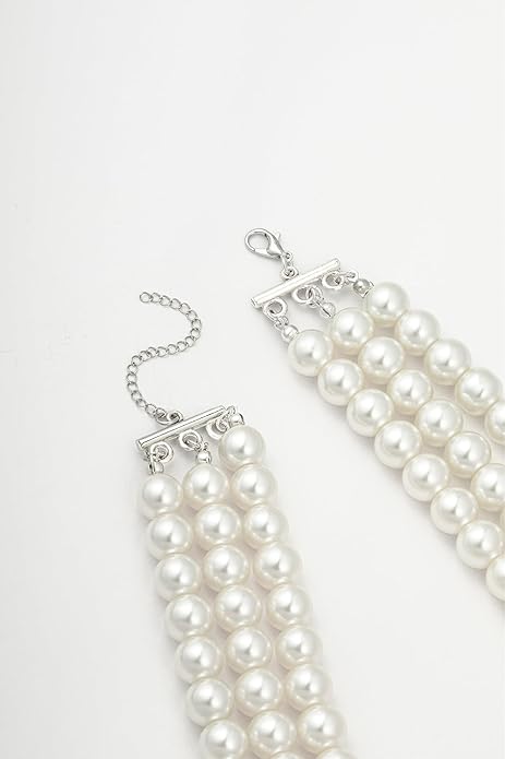 BABEYOND Round Imitation Pearl Necklace Vintage Multi Strands Necklace 20s Flapper Necklace for Party