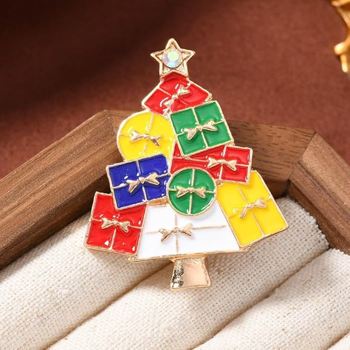 ONLYJUMP Christmas Bell Brooch Pins for Women Girls Lovely Crystal Christmass Tree Snowflake Bell Reindeer Snowman Brooches Colorful Xmas Enamel Pins Holiday Party Gift