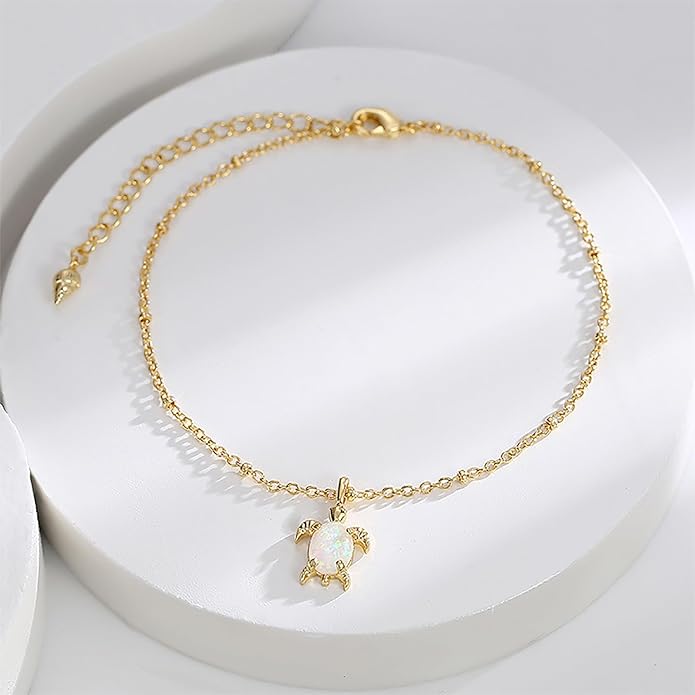 Lit Wall Gold Anklets for Women 18K Gold Plated Adjustable Summer Simple Foot Jewelry Ankle Bracelet for Women