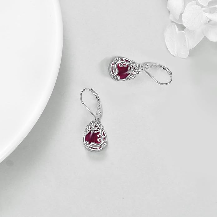 Moonstone Filigree Drop Dangle Teardrop Earrings 925 Sterling Silver Moonstone Leverback Earrings for Women Jewelry Gifts