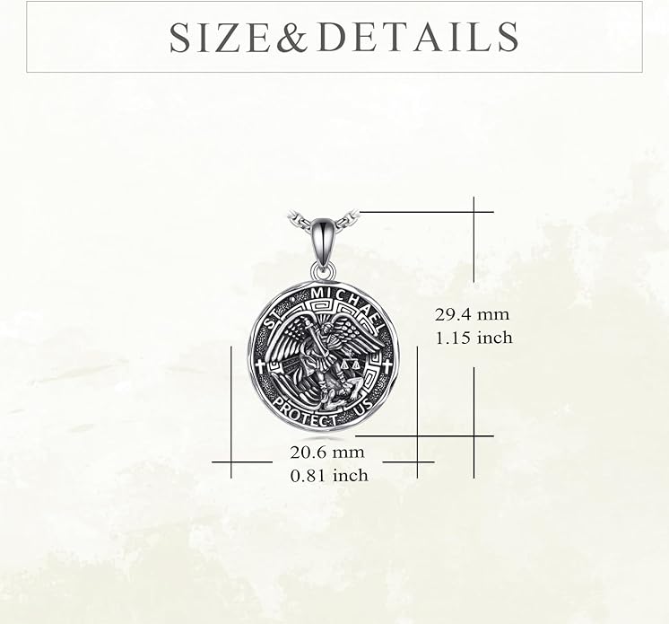 YFN Patron Saint Necklace Sterling Silver Amulet Medal Pendant Religious Protector Jewelry Gifts for Women Men