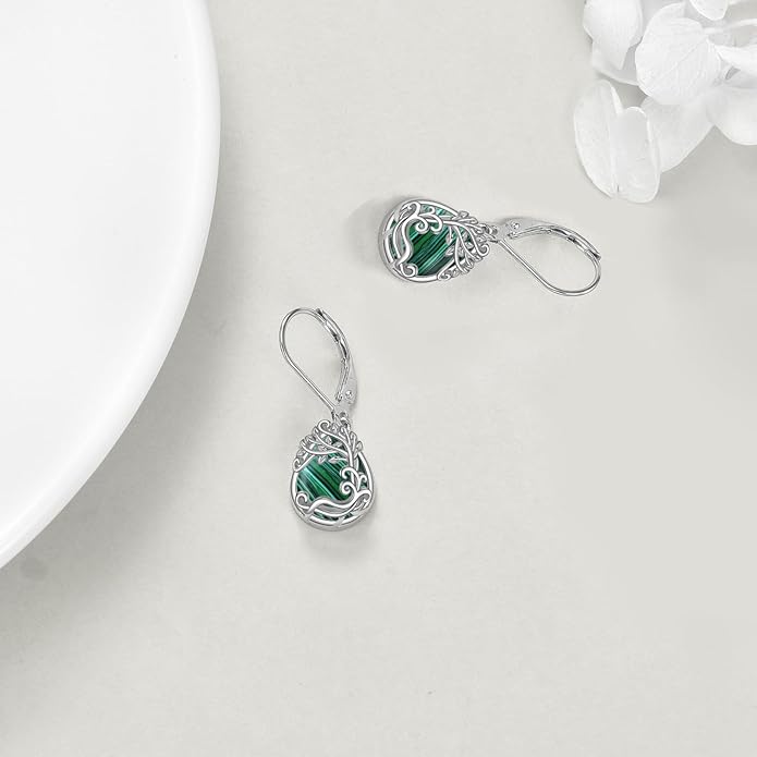 Moonstone Filigree Drop Dangle Teardrop Earrings 925 Sterling Silver Moonstone Leverback Earrings for Women Jewelry Gifts