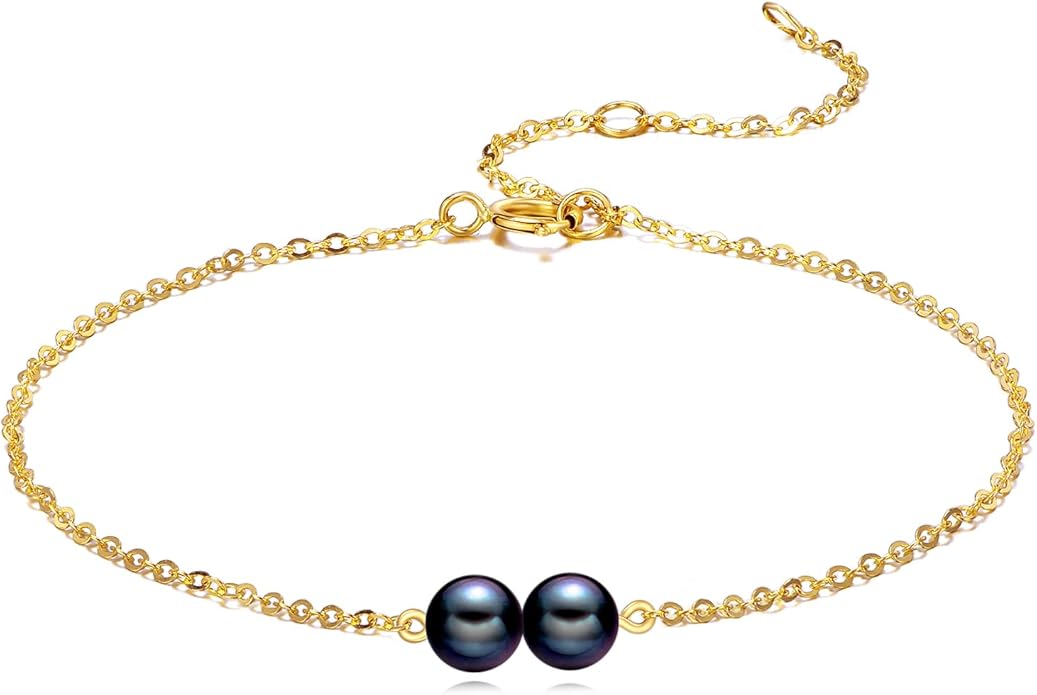 KECHO 14K Real Gold Freshwater Cultured Pearl Bracelet 14K Solid Gold Jewelry Anniversary Birthday Gift for Women