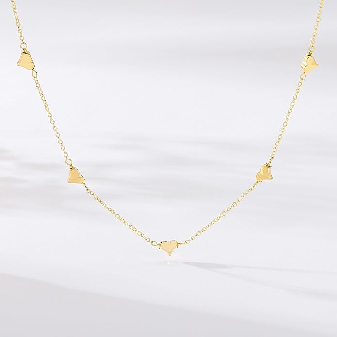 M MOOHAM Gold Clover Heart Pearl Butterfly Star flower Choker Necklace for Women - Dainty 14K Gold Plated Cubic Zirconia Cute Station Necklaces for Women Trendy Prom Jewelry Gifts