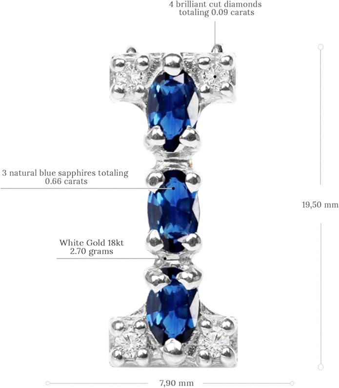 Albert Hern Blue Sapphire Initial Necklace With Diamonds & 18K Gold Chain | Irresistible Letter Pendants Jewelry | Perfect Valentine’s Day, Anniversary & Birthday Gift