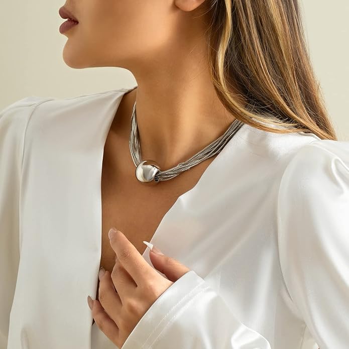 YOOESTORES82 14k Gold Chunky Bead Choker Adjustable Necklace for Women,Trendy Bohemia Chains Choker Statement Necklace Jewelry for Gifts Prom Party