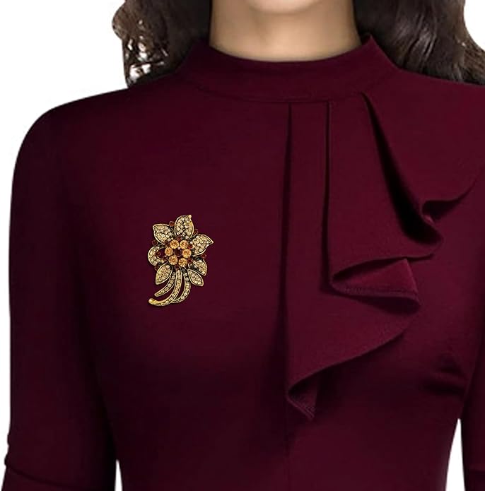 HAISWET Wedding Bridal Rhinestone Flower-shape Brooch Pin for Women