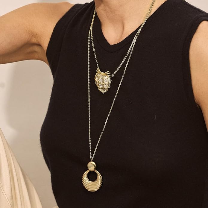Long Pendant Necklace for Women Gold Plated Circle Long Chain Necklace Y Necklace Jewelry for Women