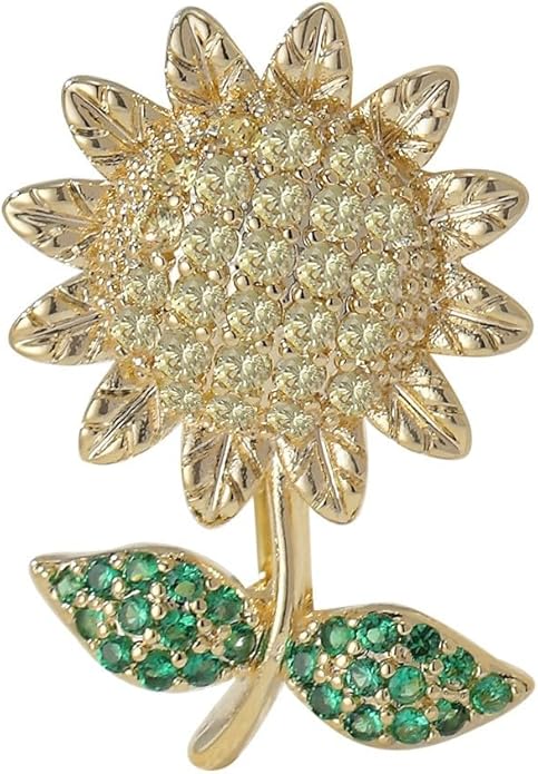 Flower Brooch for Women Girls Flower Rhinestone Brooch Gold Plated Lapel Pin Clothing Accessory Wedding Gift Fashion Jewelry for Mom Wife