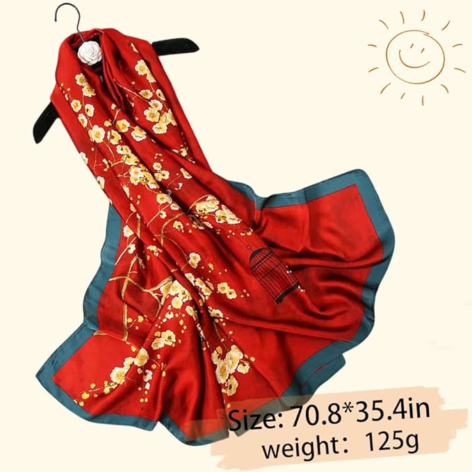 Clysoru Silk Scarf For Women Hair Scarves Lightweight Satin Elegant Shawl Wraps Bufanda Mujer Fashion Accessories 70.8"X35.4"