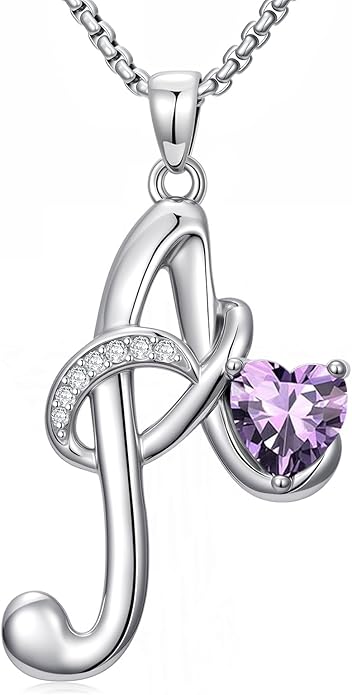 Christmas Gifts for Women Alphabet A to Z Initial Birthstone Pendant Necklaces for Women - 18k White Gold Plated Personalized Name Jewelry Valentine Mothers Day Birthday Gifts for Women Her Girlfriend