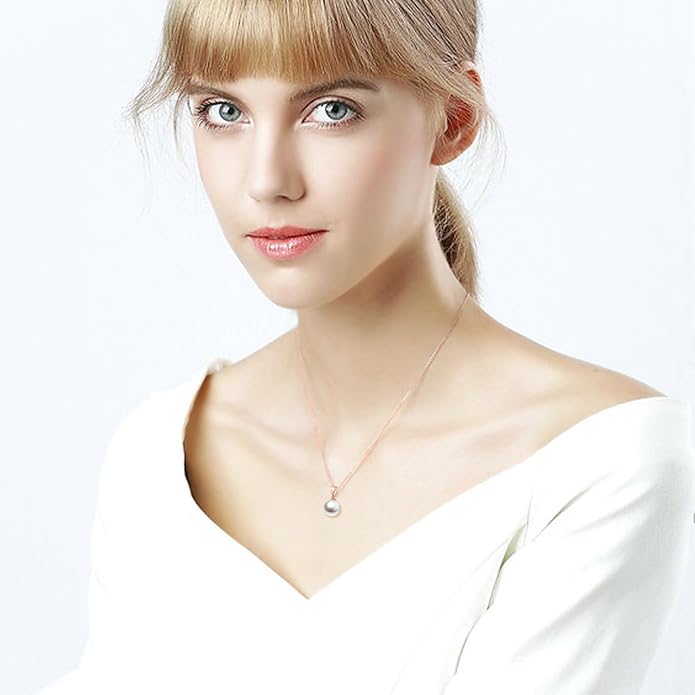 14K Gold Pearl Necklaces for Women with 18k Gold Pendant (Freshwater Cultured Pearl), Real Gold Present for Her, Jewelry Gifts for Mother Wife Girlfriend, 16"-18"