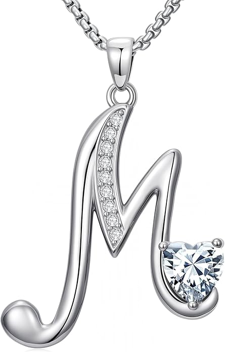 Christmas Gifts for Women Alphabet A to Z Initial Birthstone Pendant Necklaces for Women - 18k White Gold Plated Personalized Name Jewelry Valentine Mothers Day Birthday Gifts for Women Her Girlfriend