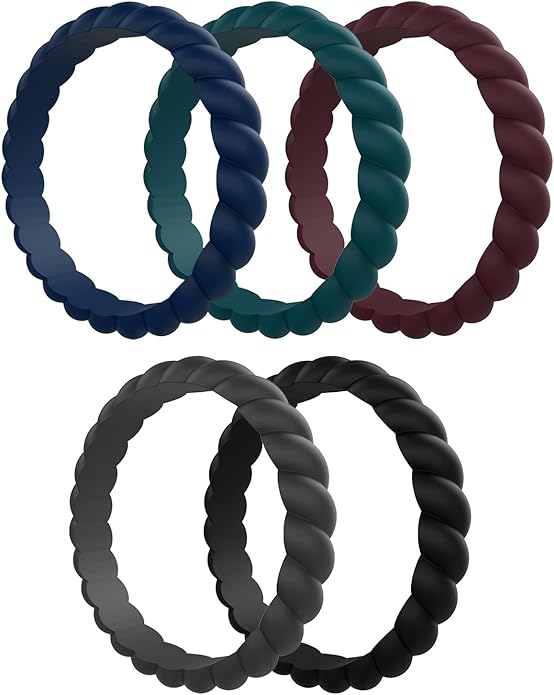 Egnaro Women's Bridal Rings Sets, Thin and Stackable Rubber Rings Women Wedding Bands - 2.5mm Width - 1.8mm Thick