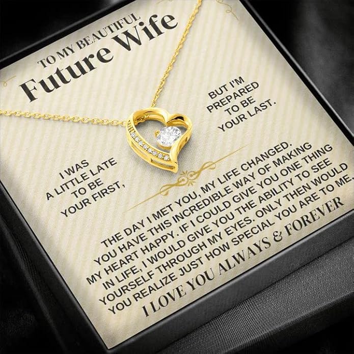 To My Future Wife Necklace - Promise Necklace For Her, Fiance Gifts For Her, Birthday Gifts For Future Wife With Message Card, To My Soulmate Necklace For Women Women Romantic Jewelry With Message Card, Gift Box
