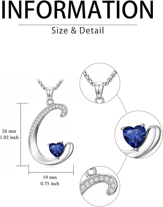 Christmas Gifts for Women Alphabet A to Z Initial Birthstone Pendant Necklaces for Women - 18k White Gold Plated Personalized Name Jewelry Valentine Mothers Day Birthday Gifts for Women Her Girlfriend