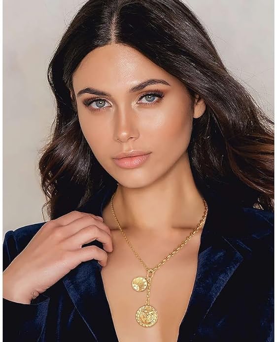 Chunky Gold Necklace for Women, 18K Waterproof Heart Necklace Statement Necklace Gold Charm Necklace Chunky Jewelry Paperclip Chain Choker Gift for Women