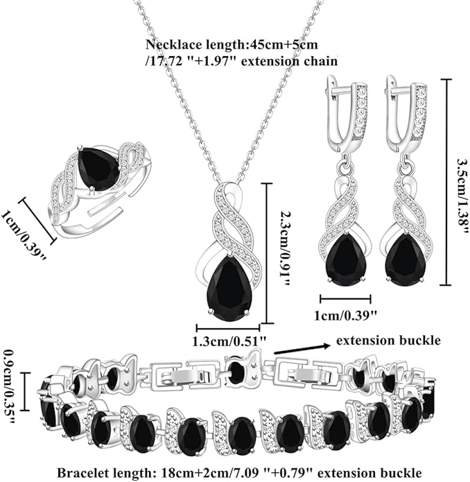 ZCGJWE Wedding Jewelry Set for Women Gem Necklace Earrings Bracelet Luxury Jewelry Set Birthday Valentine's Day Mother's Day Christmas Prom Jewelry Gift
