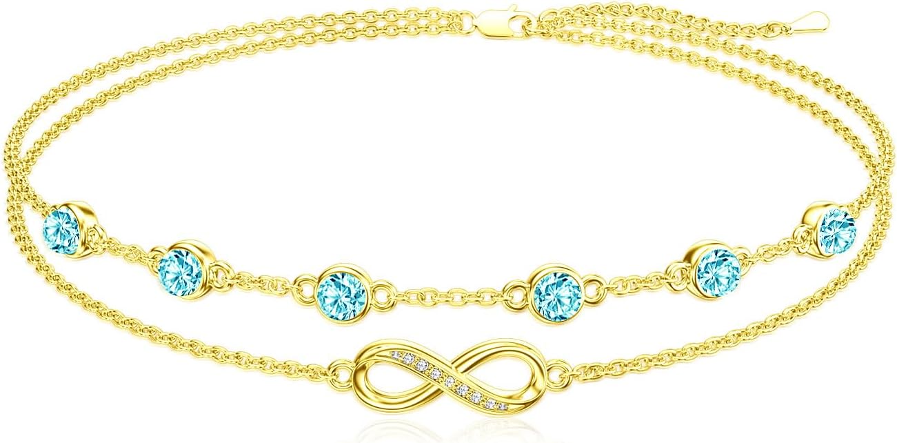 Dorunmo Anklet Bracelets For Women 925 Sterling Silver Birthstone/Infinity/Butterfly/Evil Eye/Turtle/Pineapple/Starfish/Heart Anklets Bracelets Jewelry Gifts for Women