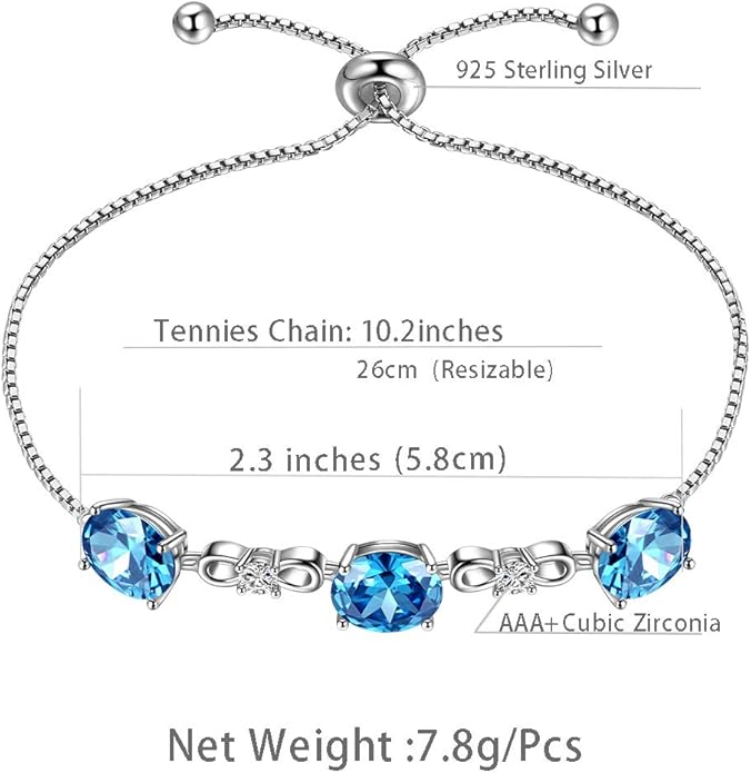 Aurora Tears 925 Sterling Silver 12 Birthstones Necklace/Earring/Ring/Bracelet Women Birthstone Pendant Crystal Fashion Birthday Jewelry Christmas Gift for Girls Women