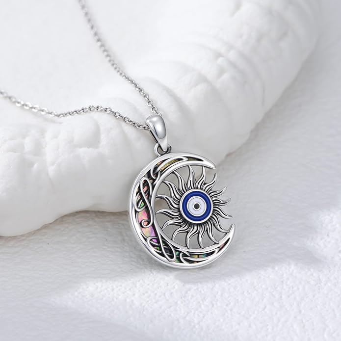 Evil Eye Necklace 925 Sterling Silver Nazar Eye Pendant Necklace Protection Amulet Jewelry Gifts for Women Men