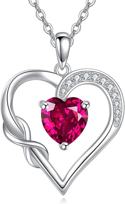 Birthstone Necklace for Women 925 Sterling Silver Infinity Heart Birthstone Pendant Necklace Infinity Heart Jewelry Birthday Holiday Gifts for Her