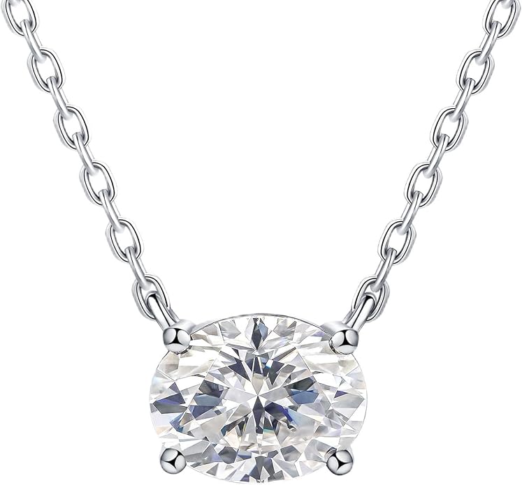 IMOLOVE Moissanite Solitaire Pendant Necklaces for Women Sterling Silver with 18K White Gold Plated 1-3 Carat D Color VVS1 Clarity Mossanite Jewelry for Women