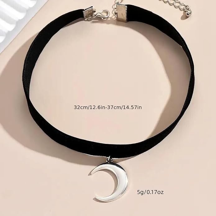 Fesciory Black Necklaces for Women, Adjustable Layered Velvet Leather Lace Collar Necklace, Goth Jewelry Gifts.