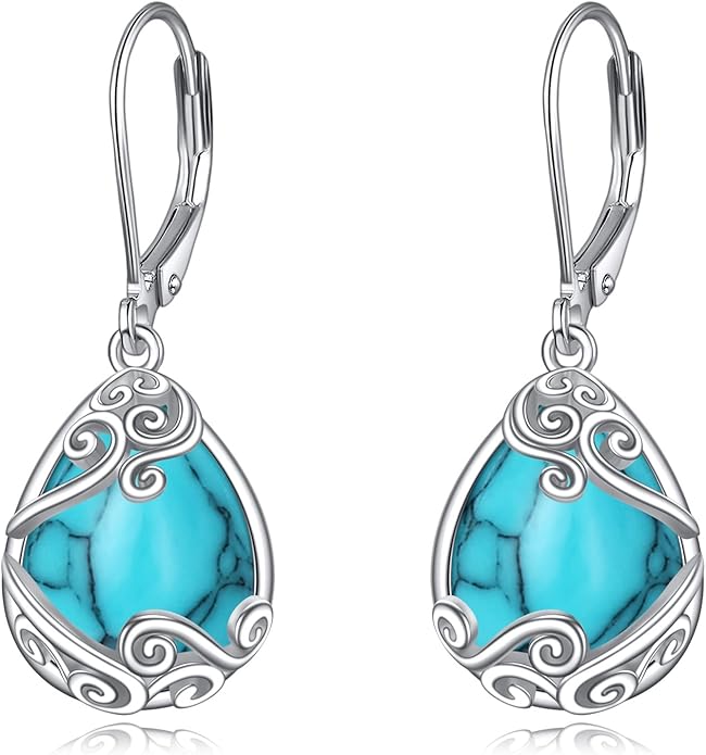 Moonstone Filigree Drop Dangle Teardrop Earrings 925 Sterling Silver Moonstone Leverback Earrings for Women Jewelry Gifts
