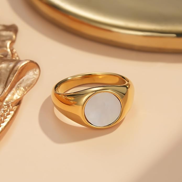 YeGieonr Gold Rings for Women Trendy Non Tarnish Chunky Gold Plated Ring, Waterproof Stainless Steel Gold Jewelry Gift