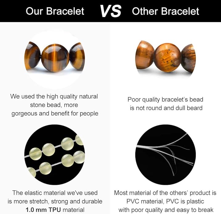 M MOOHAM Natural Stone Bracelets for Men - 8mm Tiger Eye, Matte Agate, Lava Rock - Teen Boys Gifts for Birthday, Anniversary, Christmas
