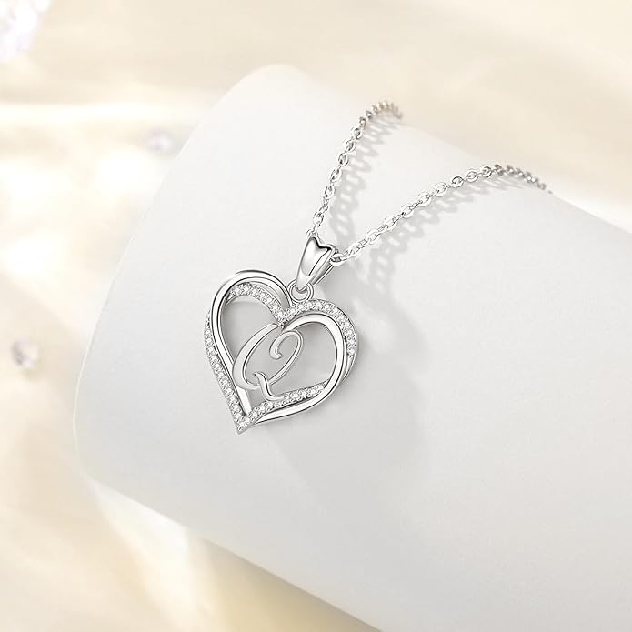 INFUSEU Unique Initial Necklaces for Women Girls Small Heart Letter Jewelry, Meaningful Personalized Gifts