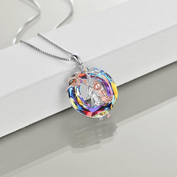 AOBOCO Gifts for Sister 2 3 Sisters Necklace for Women Sterling Silver Sister Crystal Pendant Jewelry Birthday Christmas Gifts for Friend Female Friendship Lasts Forever