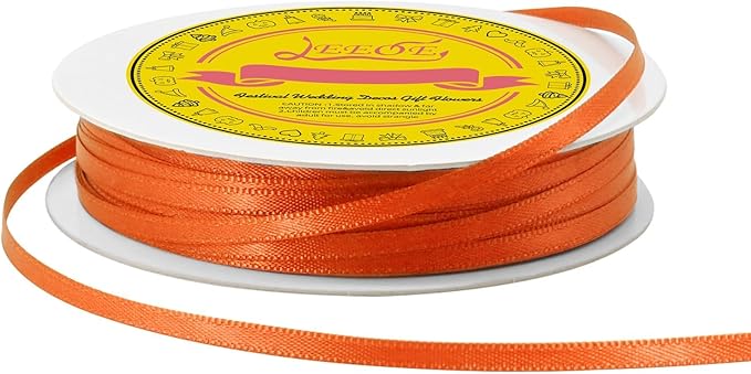 LEEQE Double Face Torrid Satin Thin Ribbon 1/8 inch X 50 Yards Polyester Torrid Ribbon for Gift Wrapping Very Suitable for Weddings Party Hair Bow Invitation Decorations and More