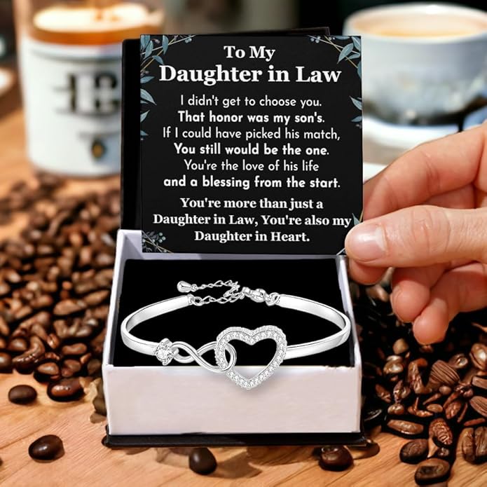 To My Beautiful Daughter In Law Bracelet From Mother-In-Law, Daughter In Law Birthday Gifts, Infinity Star Heart Bracelet For Her With Heartfelt Message Card & Elegant Box, Bonus Daughters Bracelets